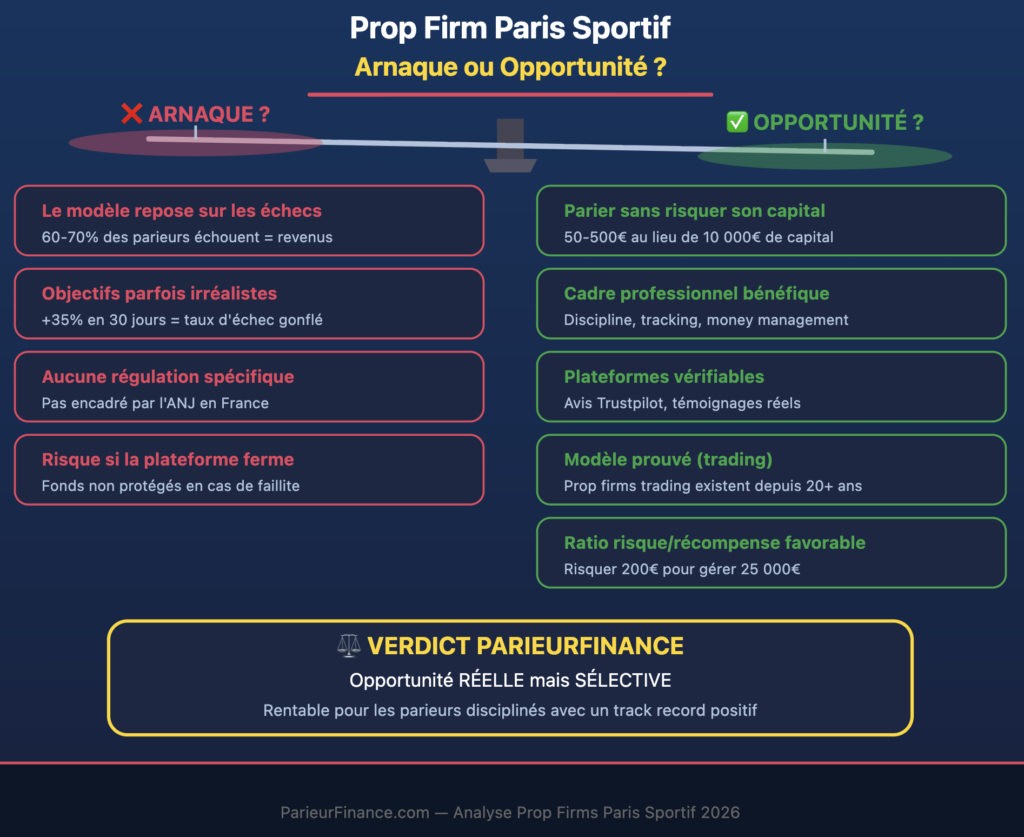 Prop firm paris sportif : arnaque ou opportunité - analyse objective