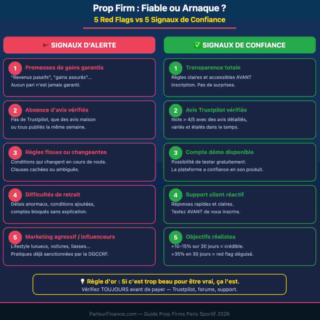 Comment reconnaître une prop firm paris sportif fiable vs arnaque